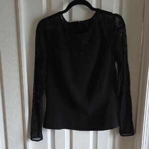 Ann Taylor Black Sheer Sleeve Blouse